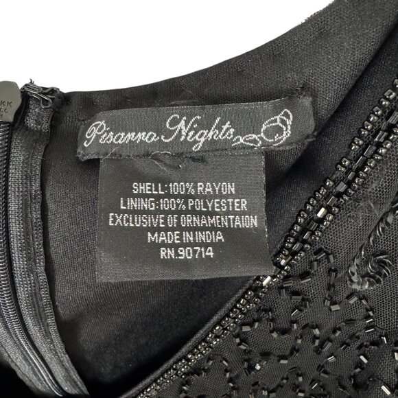 Pisarro Nights V Neck Cocktail Dress Beaded Mesh Sz 6 READ Formal 3/4 Sleeve - Picture 9 of 14